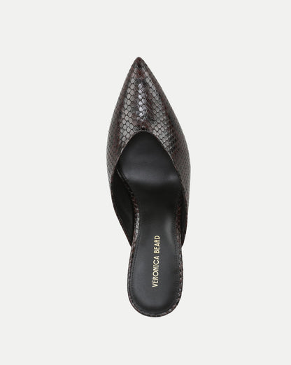 Rochelle Snake-Embossed Mule in Dark Brown - Veronica Beard Sale