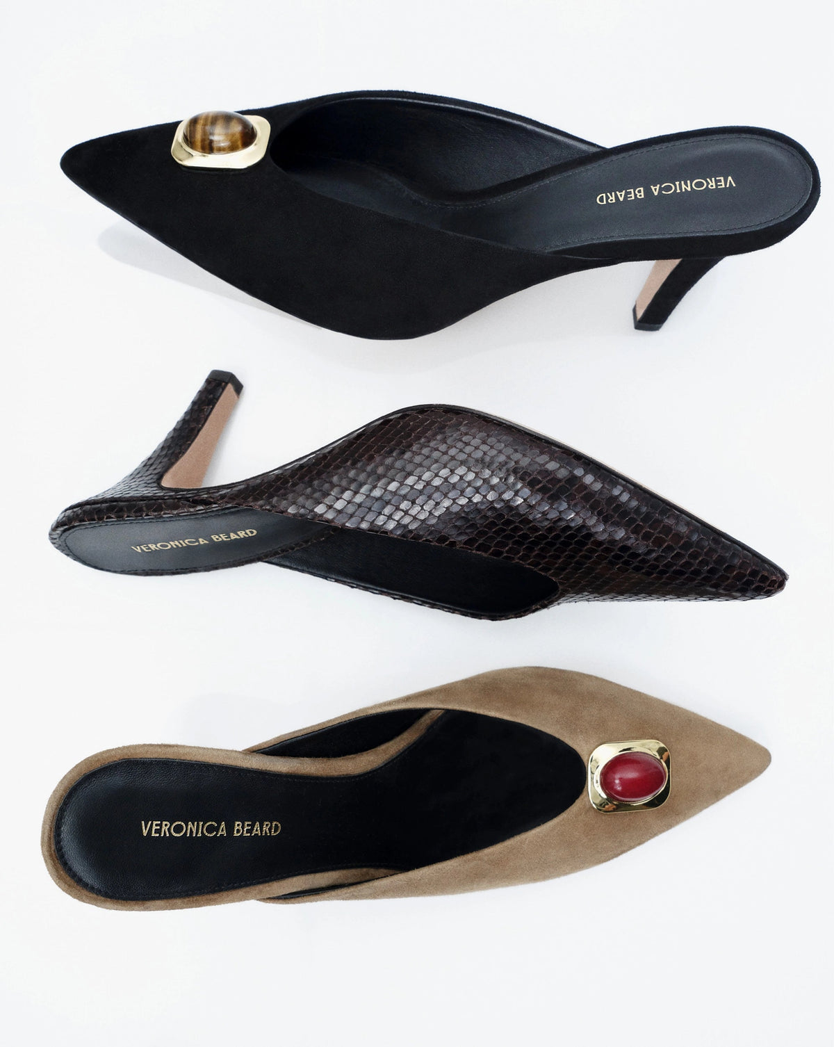 Rochelle Snake-Embossed Mule in Dark Brown - Veronica Beard Sale