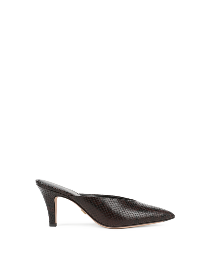 Rochelle Snake-Embossed Mule in Dark Brown - Veronica Beard Sale