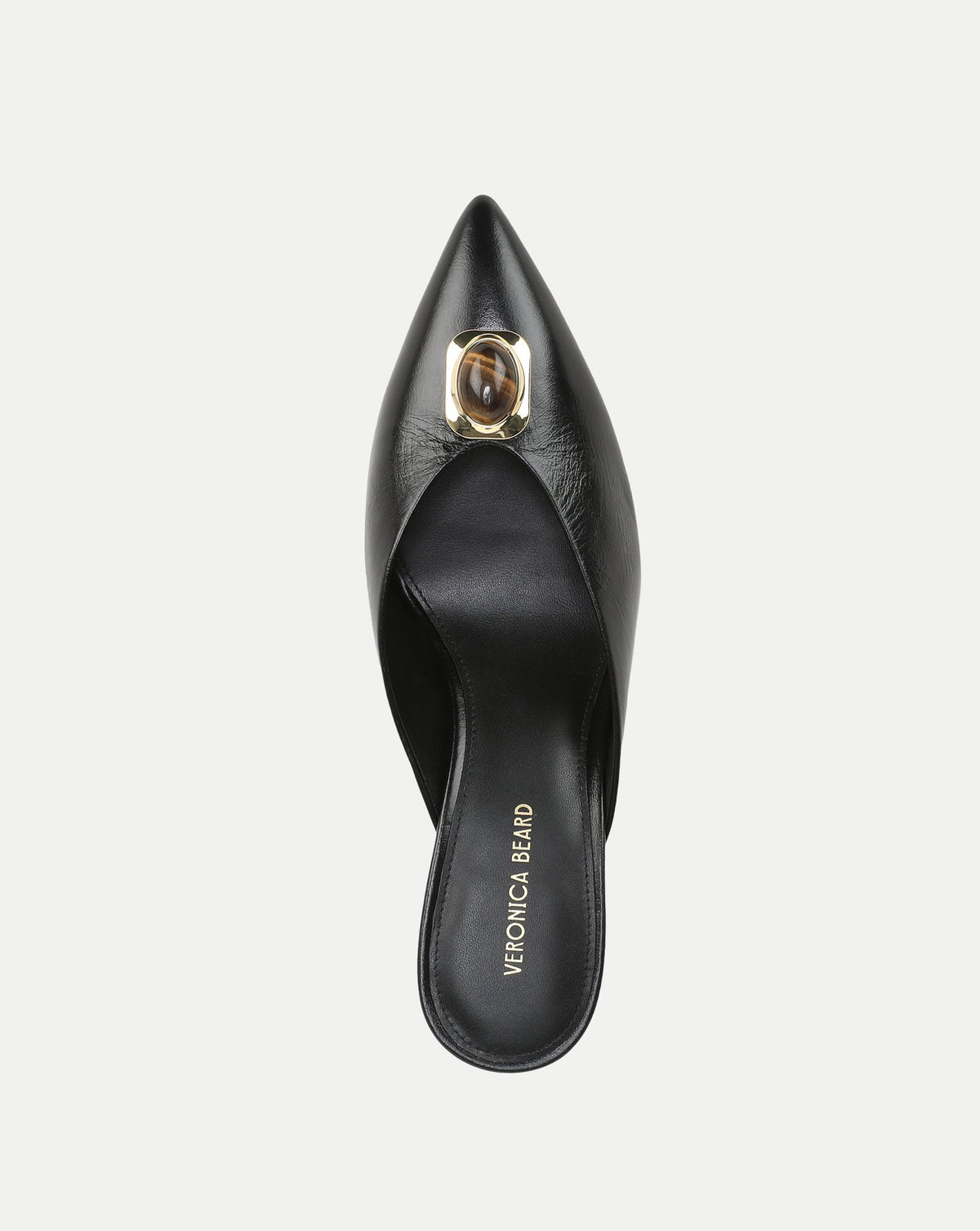Rochelle Cabochon Mule in Black Leather - Veronica Beard Best Seller