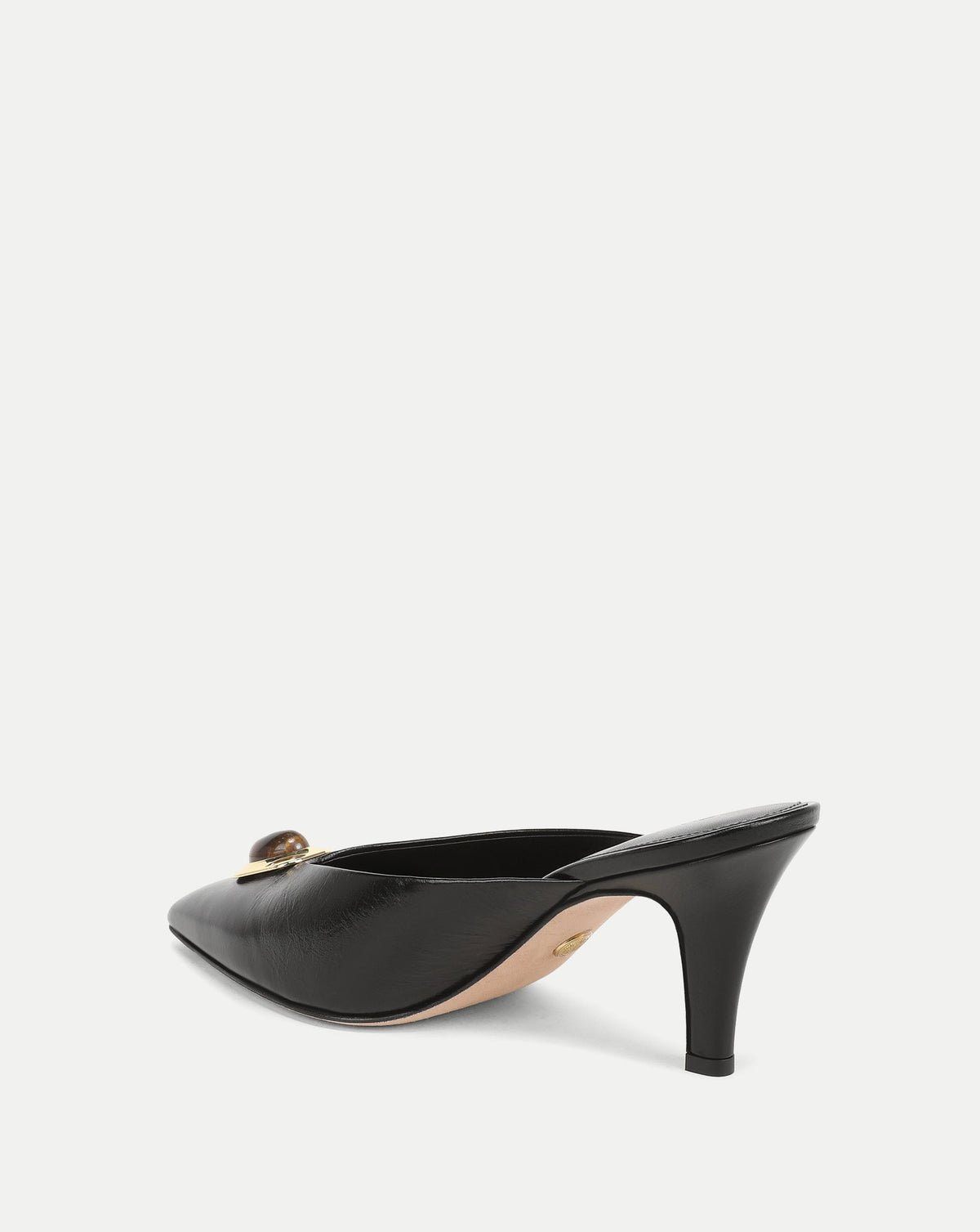 Rochelle Cabochon Mule in Black Leather - Veronica Beard Best Seller