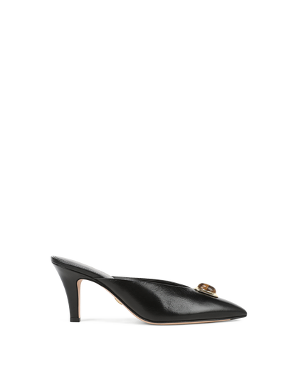 Rochelle Cabochon Mule in Black Leather - Veronica Beard Best Seller