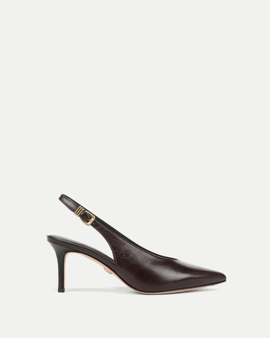 Luciana Slingback Heel in Burgundy Leather - Veronica Beard Hot Sale