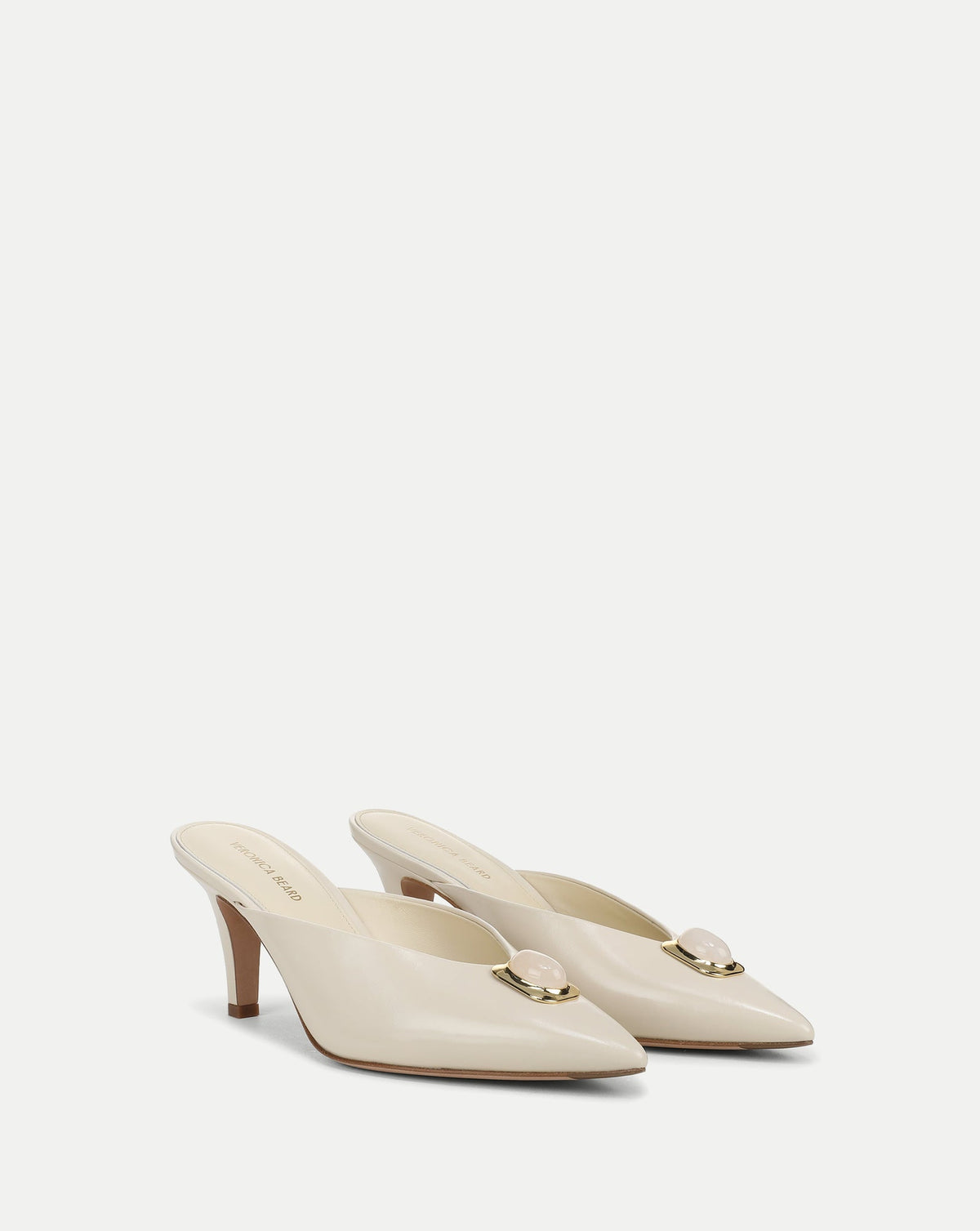 Rochelle Cabochon Mule in White Leather - Veronica Beard Best Price