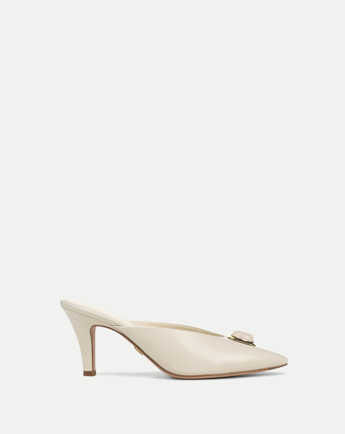 Rochelle Cabochon Mule in White Leather - Veronica Beard Best Price