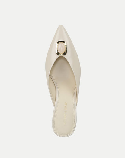 Rochelle Cabochon Mule in White Leather - Veronica Beard Best Price