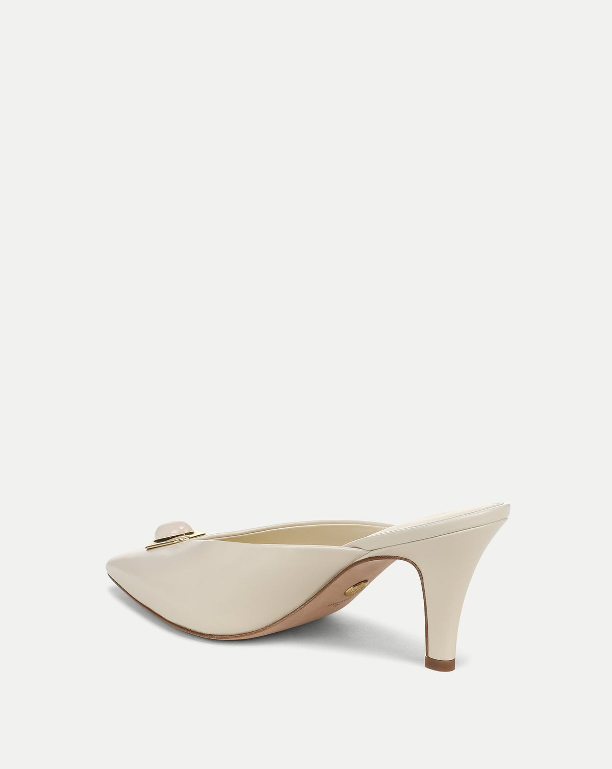 Rochelle Cabochon Mule in White Leather - Veronica Beard Best Price
