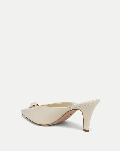 Rochelle Cabochon Mule in White Leather - Veronica Beard Best Price