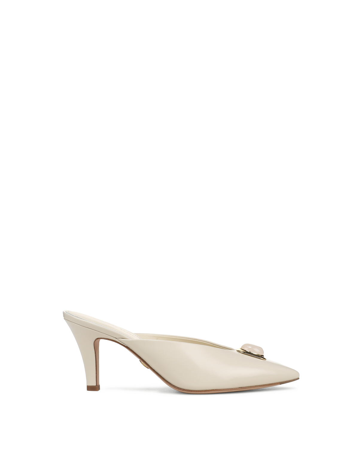 Rochelle Cabochon Mule in White Leather - Veronica Beard Best Price