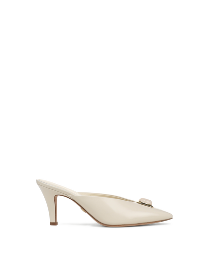 Rochelle Cabochon Mule in White Leather - Veronica Beard Best Price