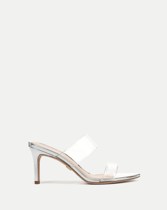 Asha Mid-Heel Sandal in Silver - Veronica Beard Essential