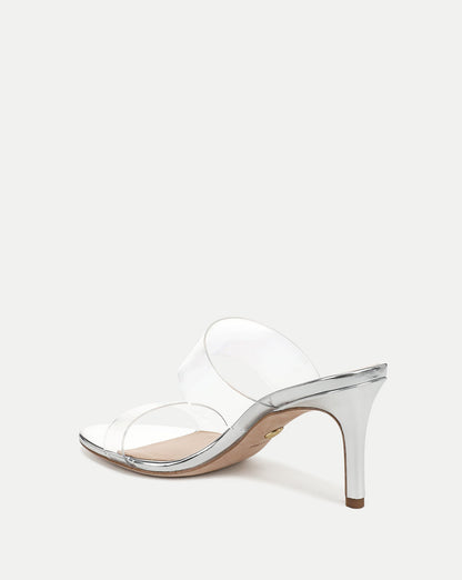 Asha Mid-Heel Sandal in Silver - Veronica Beard Essential