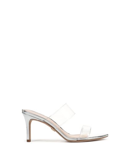 Asha Mid-Heel Sandal in Silver - Veronica Beard Essential