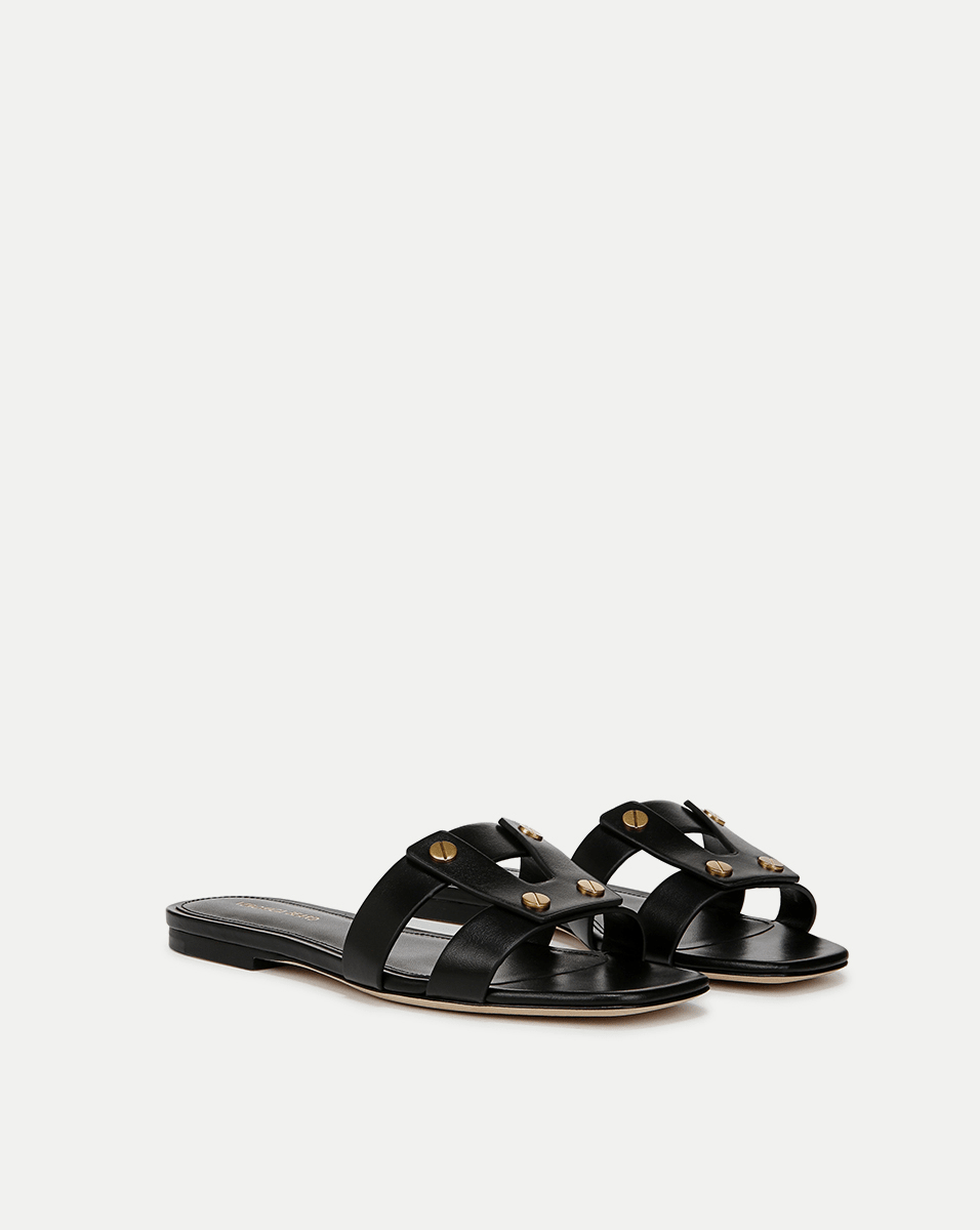 Via Slide Sandal in Black - Veronica Beard Great Value