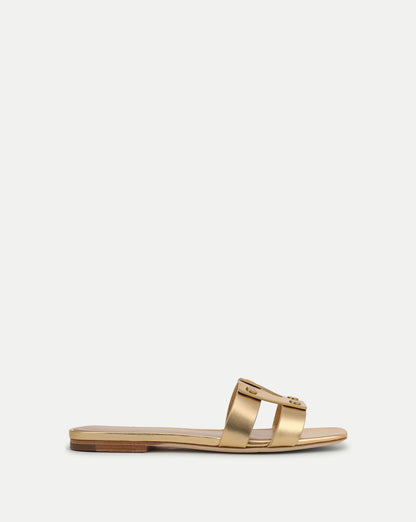 Via Slide Sandal in Pale Gold - Veronica Beard Deals