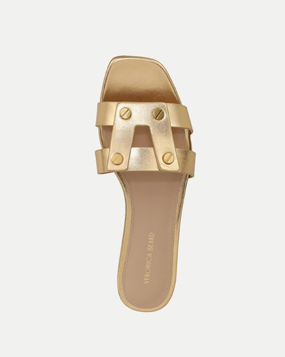 Via Slide Sandal in Pale Gold - Veronica Beard Deals