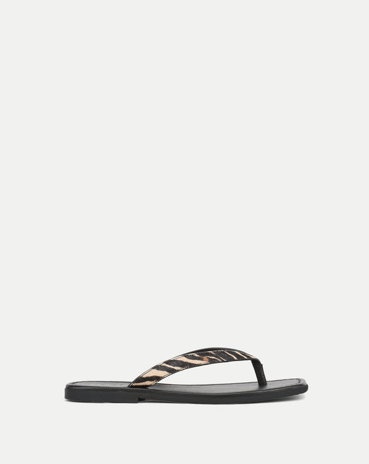 Clea Calf Hair Flip-Flop Sandal in Zebra - Veronica Beard Featured