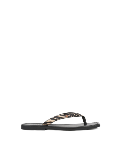 Clea Calf Hair Flip-Flop Sandal in Zebra - Veronica Beard Featured