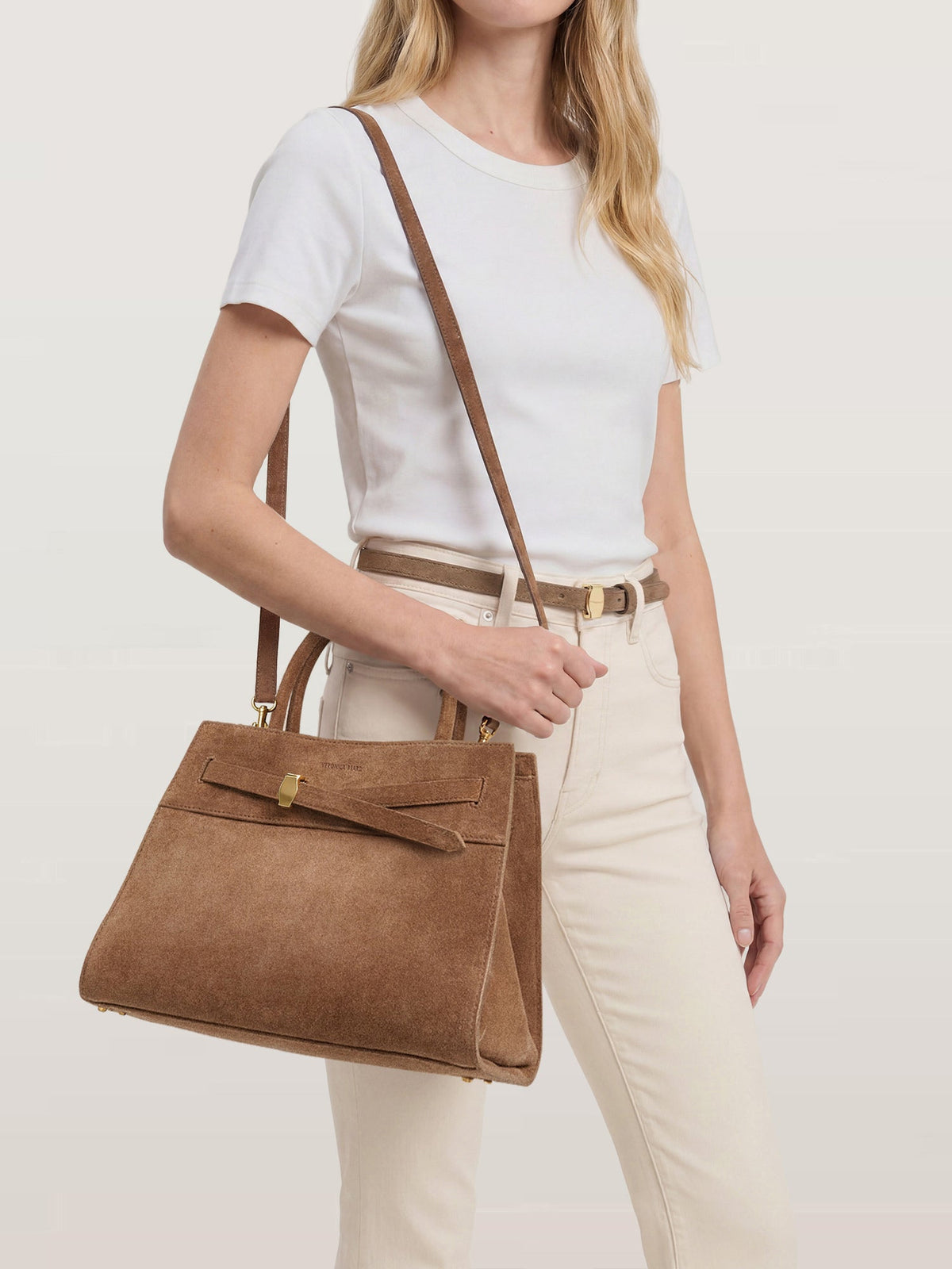 Veronica Beard Suede Dash Bag in Brown Bark - Veronica Beard Essential