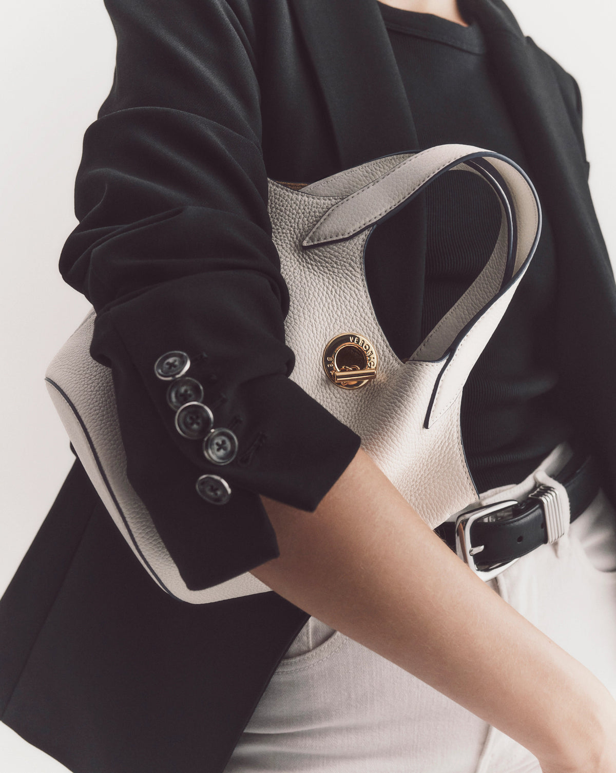 Anchor Top-Handle Bag in Off White Leather - Veronica Beard Value