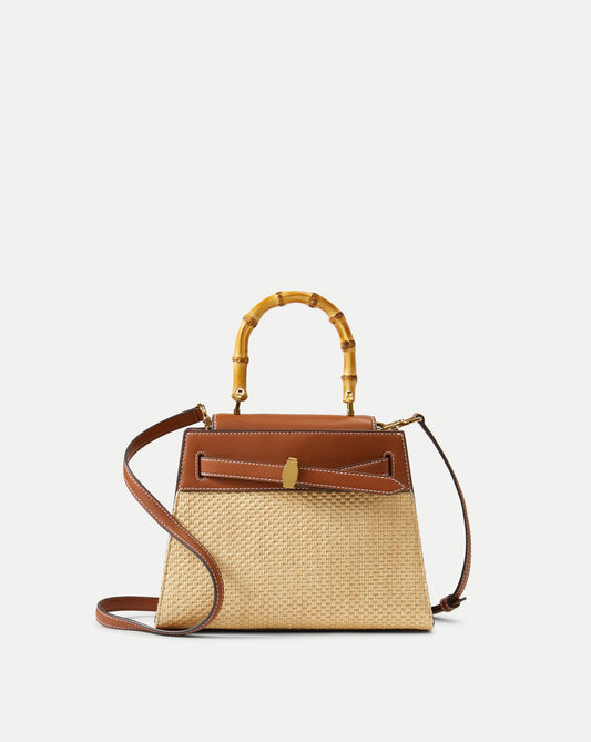Veronica Beard Raffia Dash Top-Handle Bag in Tan Leather Hazelwood/Natural - Veronica Beard Recommended