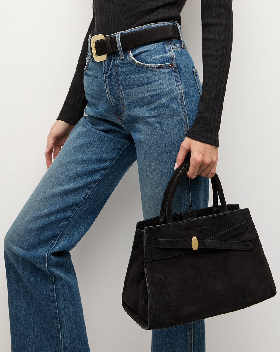 Veronica Beard Suede Dash Bag in Black - Veronica Beard Signature