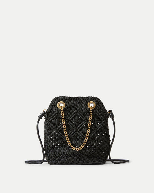 Small Veronica Beard Macramé Slouch Bag in Black - Veronica Beard Popular