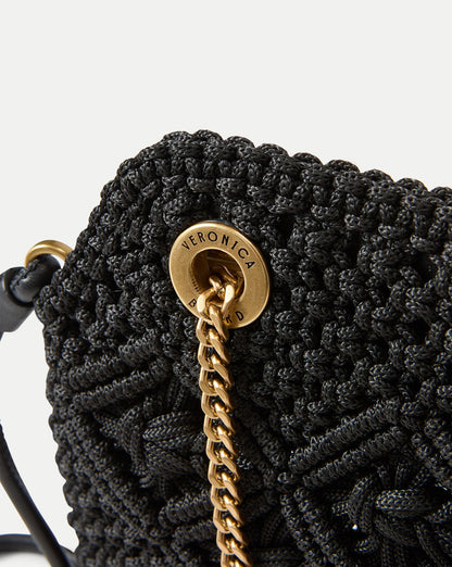 Small Veronica Beard Macramé Slouch Bag in Black - Veronica Beard Popular