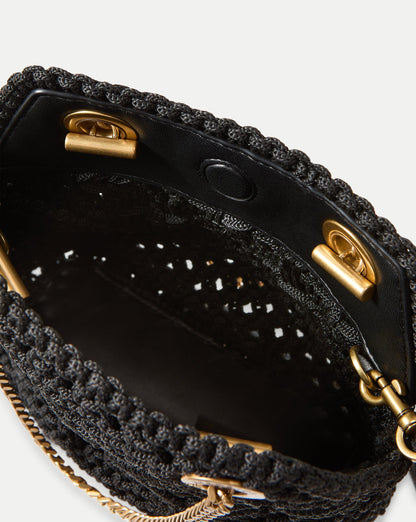 Small Veronica Beard Macramé Slouch Bag in Black - Veronica Beard Popular