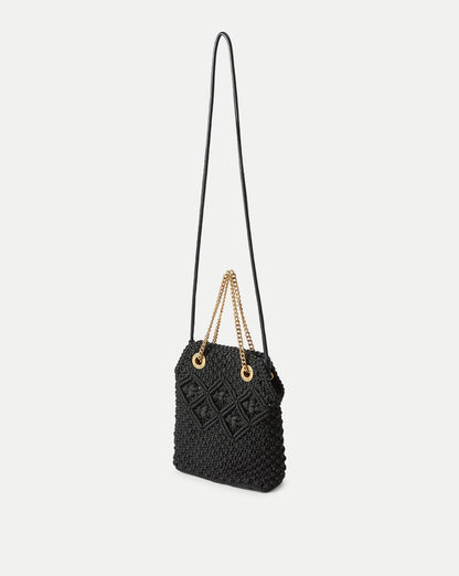 Small Veronica Beard Macramé Slouch Bag in Black - Veronica Beard Popular