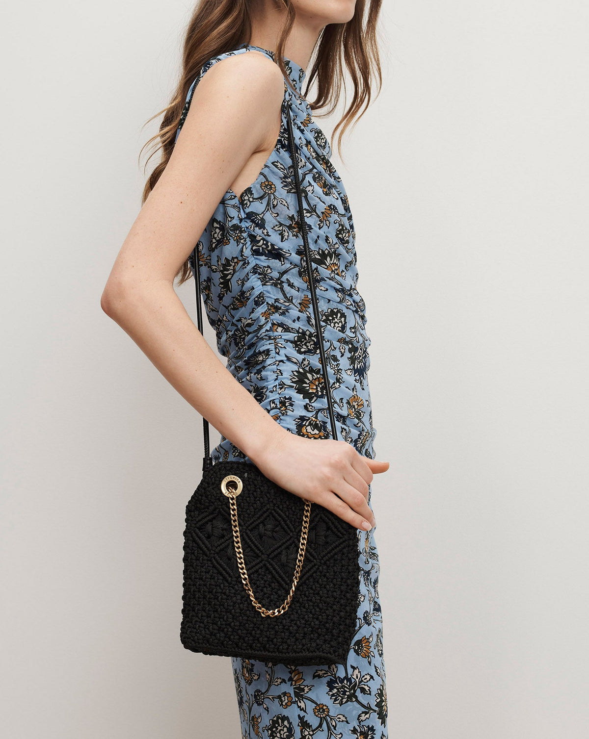Small Veronica Beard Macramé Slouch Bag in Black - Veronica Beard Popular