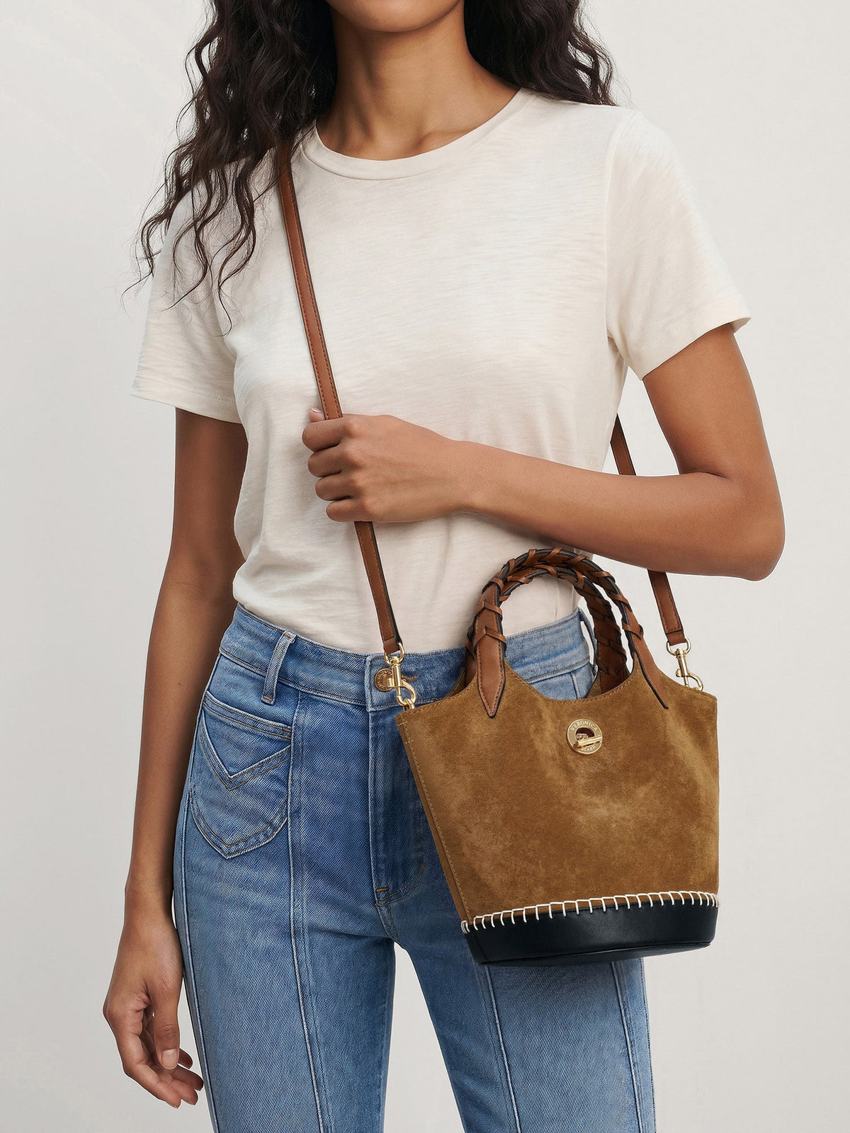 Suede Anchor Bag in Acorn Multi - Veronica Beard Top Pick