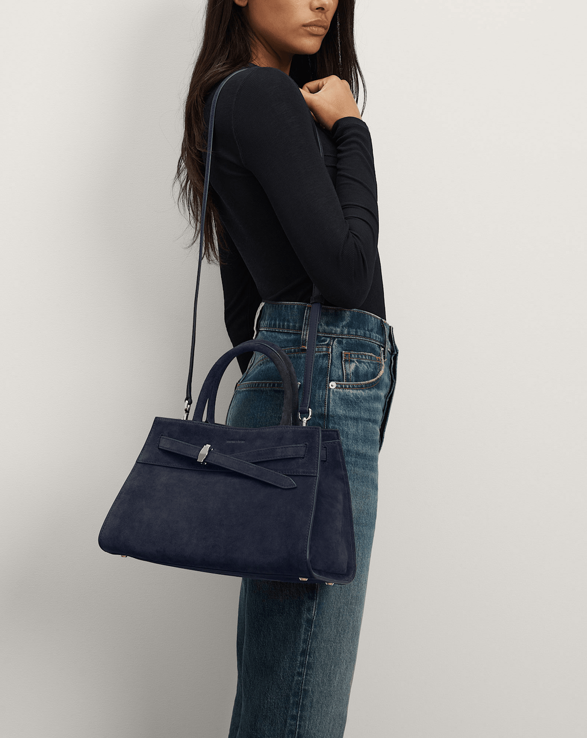 Veronica Beard Dash Bag in Navy Seude - Veronica Beard Exclusive
