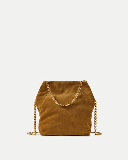 Small Veronica Beard Suede Slouch Bag in Acorn - Veronica Beard New