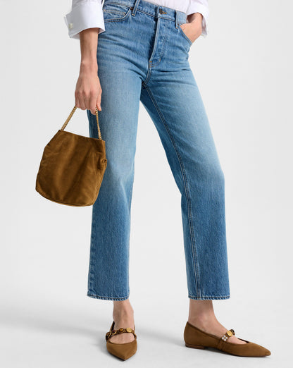 Small Veronica Beard Suede Slouch Bag in Acorn - Veronica Beard New