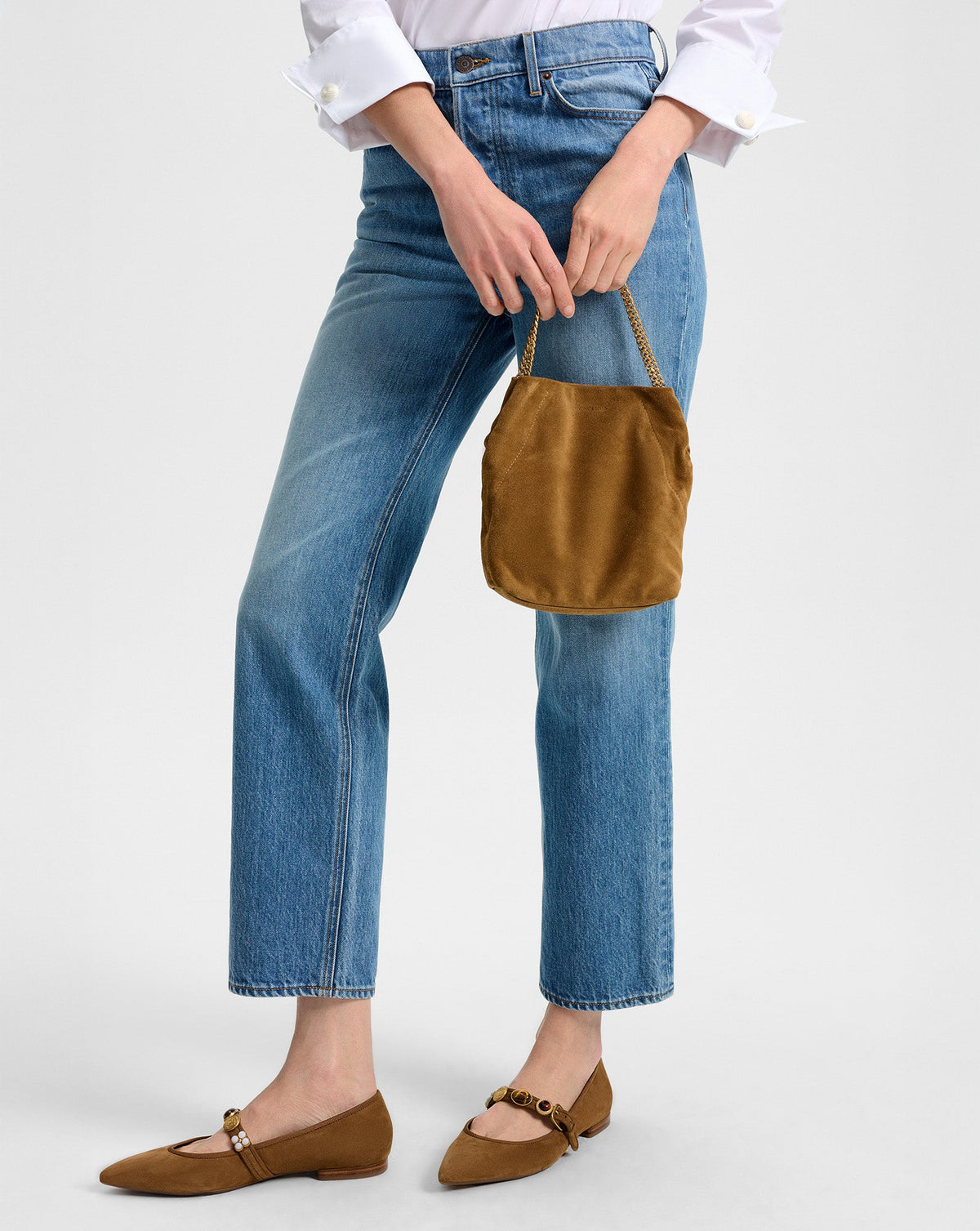 Small Veronica Beard Suede Slouch Bag in Acorn - Veronica Beard New