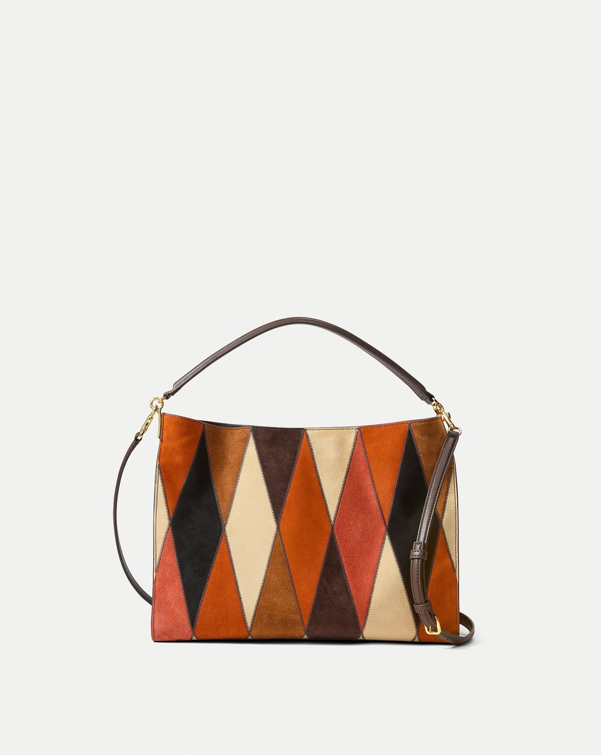 Vida Leather Patchwork Shoulder Bag in Espresso Multi - Veronica Beard Smart Buy