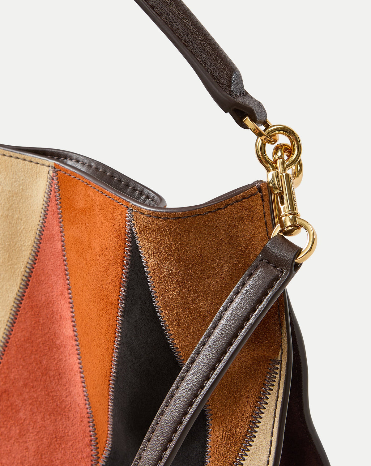 Vida Leather Patchwork Shoulder Bag in Espresso Multi - Veronica Beard Smart Buy