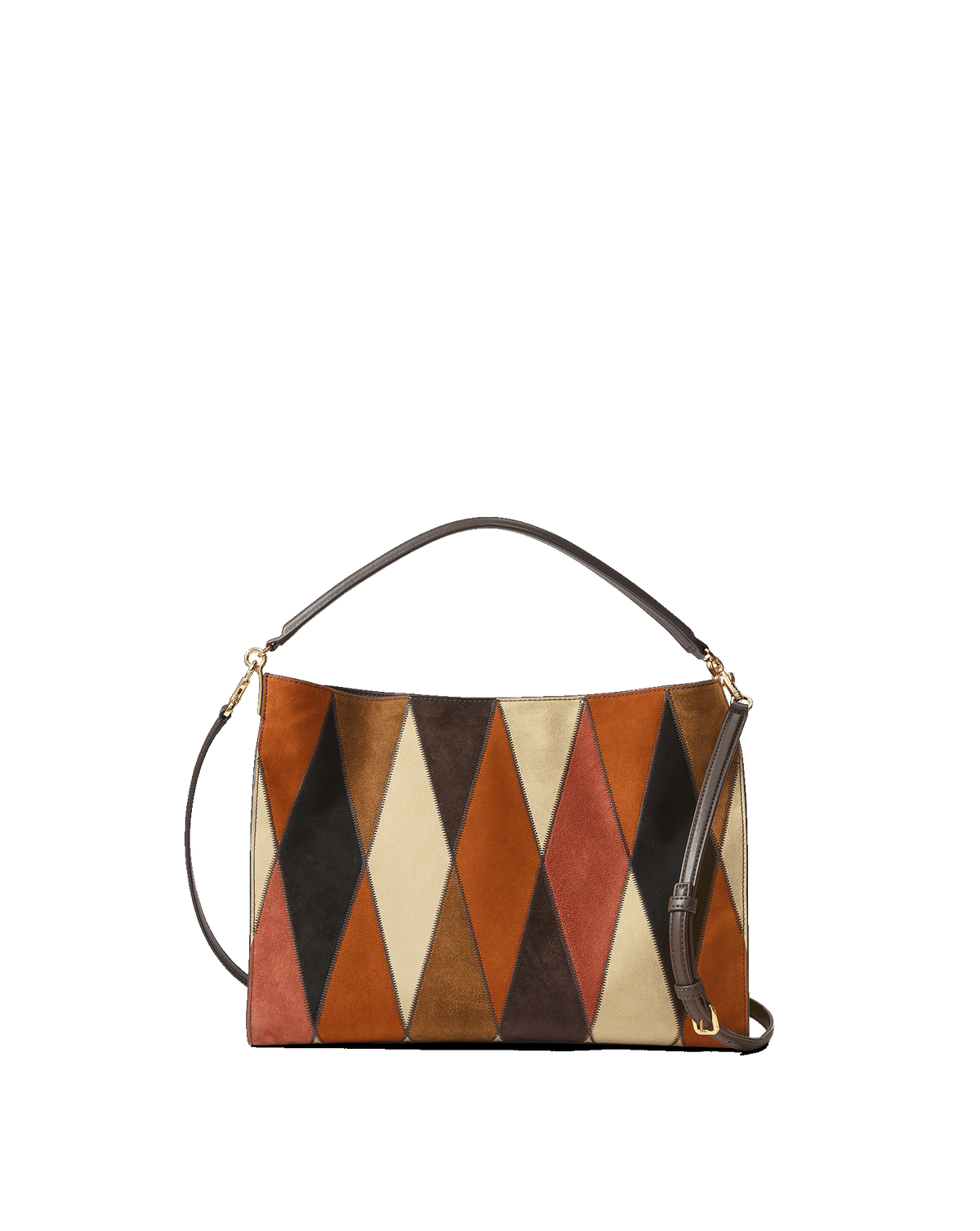 Vida Leather Patchwork Shoulder Bag in Espresso Multi - Veronica Beard Smart Buy