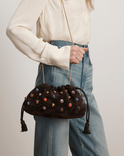 Small Embellished Veronica Beard Stash Bag in Brown - Veronica Beard Best Price