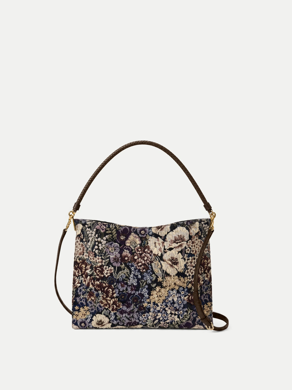 Brocade Vida Shoulder Bag in Floral Tapestry Print Dark Eggplant Multi - Veronica Beard Value