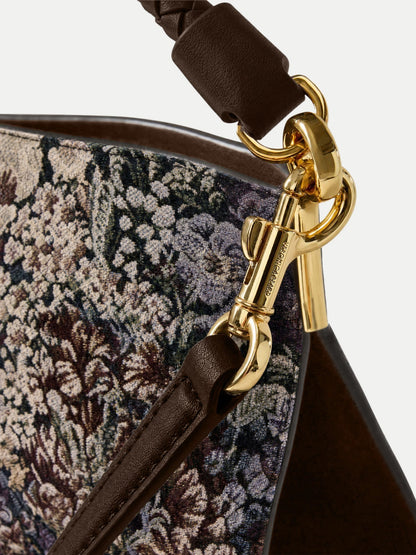 Brocade Vida Shoulder Bag in Floral Tapestry Print Dark Eggplant Multi - Veronica Beard Value