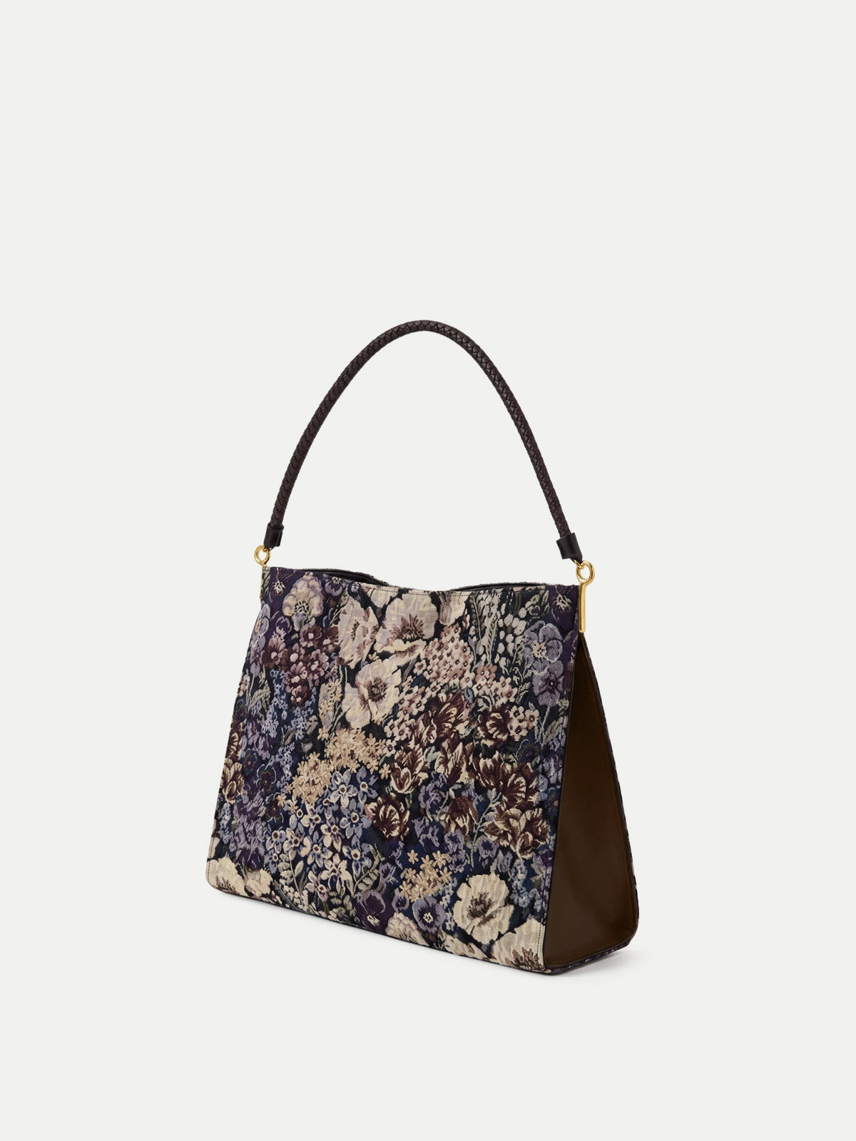 Brocade Vida Shoulder Bag in Floral Tapestry Print Dark Eggplant Multi - Veronica Beard Value