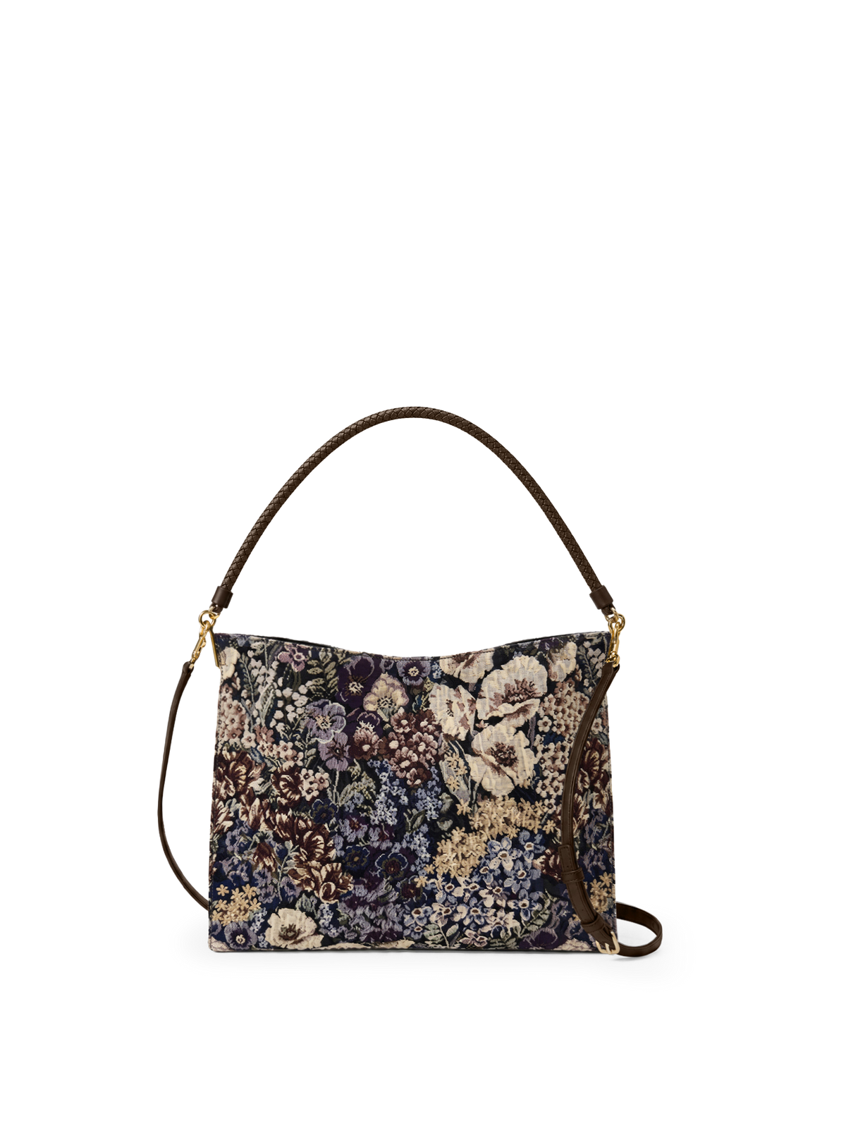 Brocade Vida Shoulder Bag in Floral Tapestry Print Dark Eggplant Multi - Veronica Beard Value