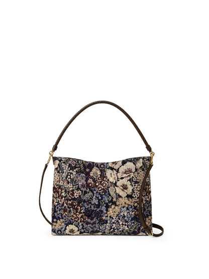 Brocade Vida Shoulder Bag in Floral Tapestry Print Dark Eggplant Multi - Veronica Beard Value