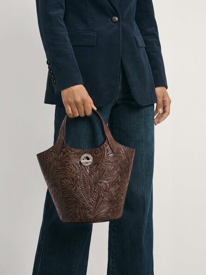 Embossed Anchor Bag in Chocolate - Veronica Beard Trending
