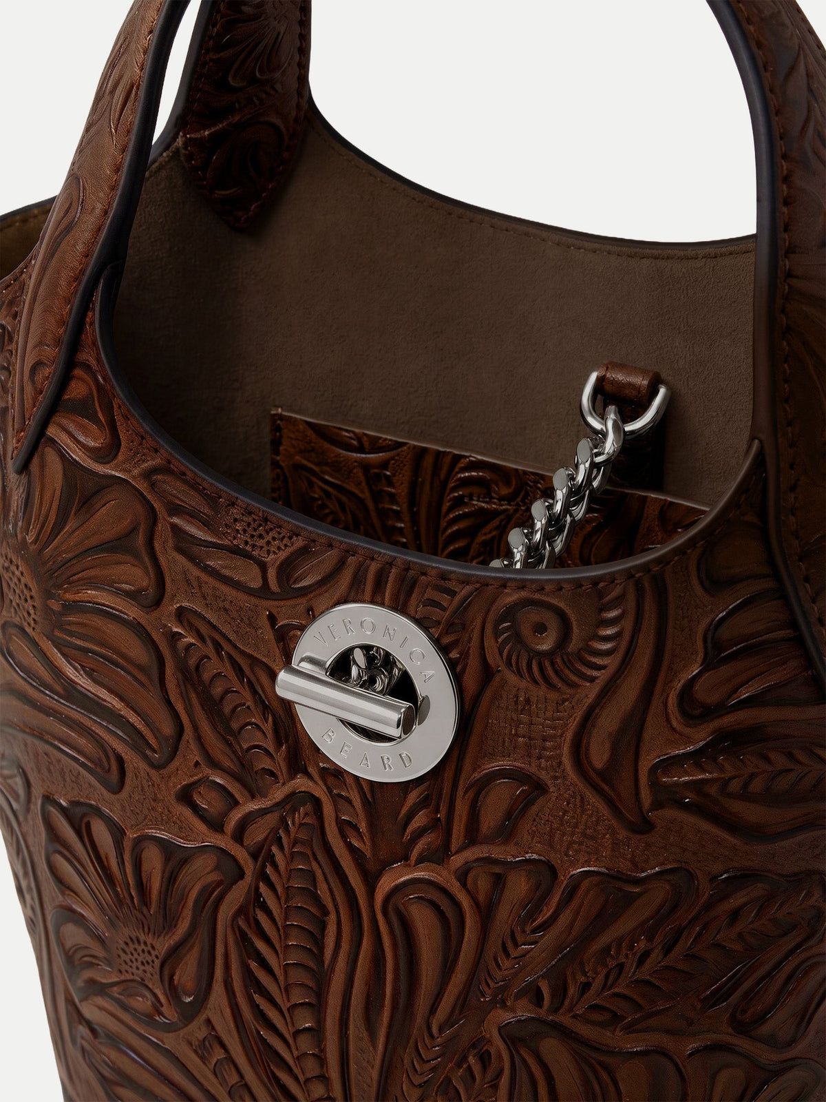 Embossed Anchor Bag in Chocolate - Veronica Beard Trending