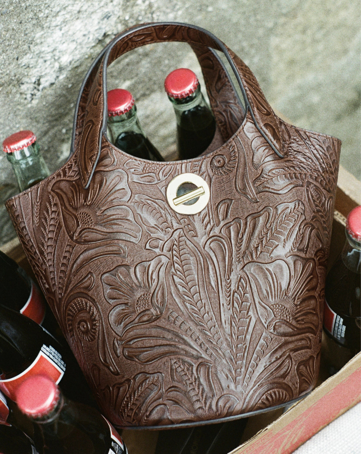 Embossed Anchor Bag in Chocolate - Veronica Beard Trending