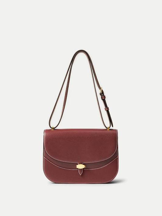 Dash Saddle Bag in Burgundy Leather - Veronica Beard Classic