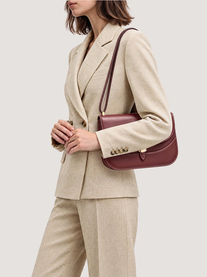 Dash Saddle Bag in Burgundy Leather - Veronica Beard Classic